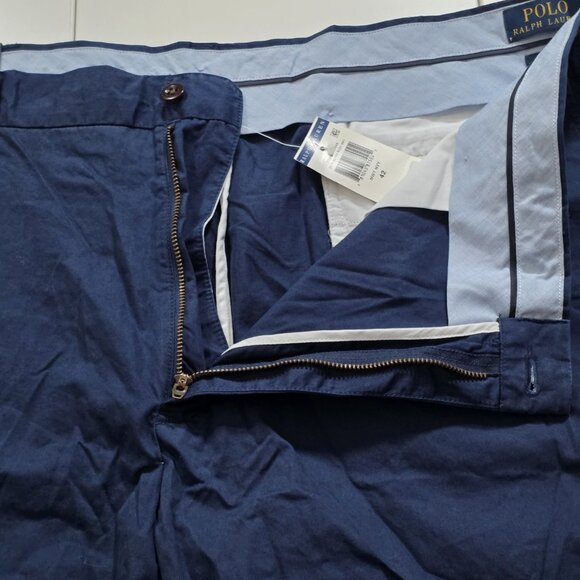 Polo Ralph Lauren Chino Shorts Mens 42 Navy Pockets Zip Cotton Classic Fit 9" - Picture 9 of 16